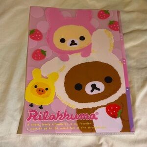 Rilakkuma Pink Strawberry Folder - Cute Home Office Binder